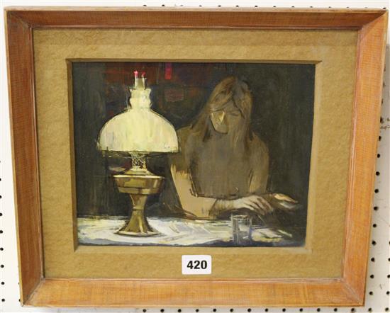 Peter Cumming (b.1916), oil, Lady and the Lamp